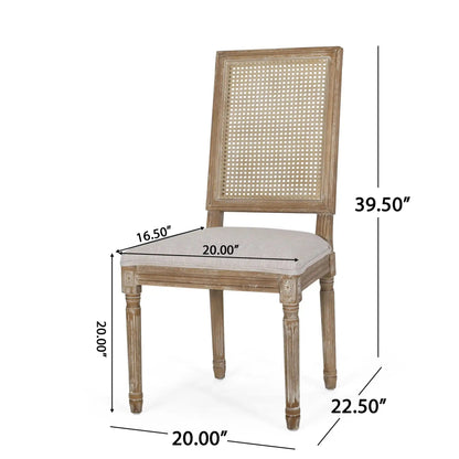 French Country dining chair with rectangular cane back and upholstered seat by HouseOfZazla on Tampa Home & Garden Store