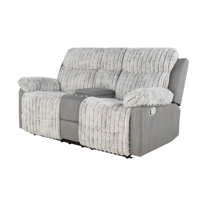 Bruni console reclining loveseat gray plush fur with manual recline on Tampa Home & Garden Store