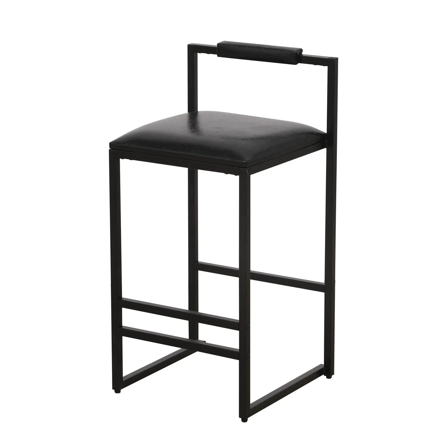 Elegant counter-height black bar stool set with backrest and footrest on Tampa Home & Garden Store