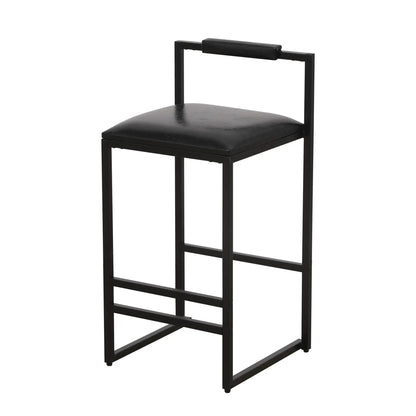 Elegant counter-height black bar stool set with backrest and footrest on Tampa Home & Garden Store