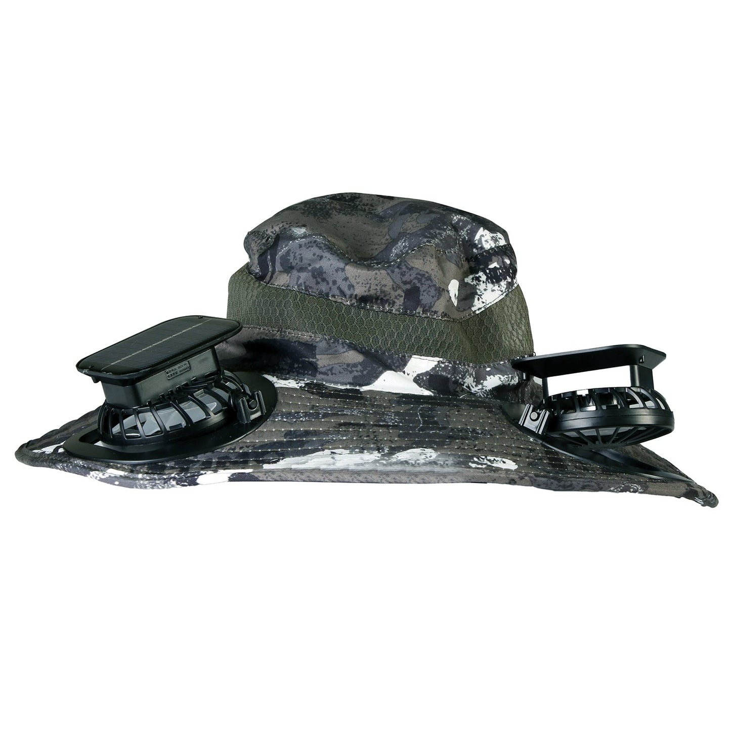 GemGear camo wide-brim sun hat with 2 solar-powered fans, UPF50+ breathable nylon mesh on Tampa Home & Garden Store