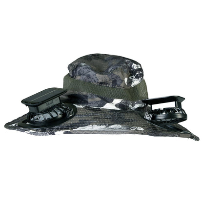 GemGear camo wide-brim sun hat with 2 solar-powered fans, UPF50+ breathable nylon mesh on Tampa Home & Garden Store