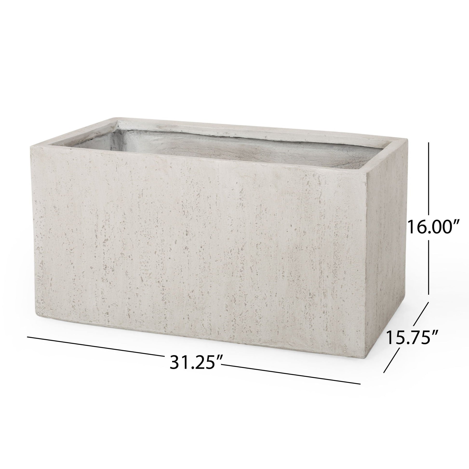 HouseOfZazla Modern Outdoor Planter, rectangular gray cement finish concrete planter on Tampa Home & Garden Store