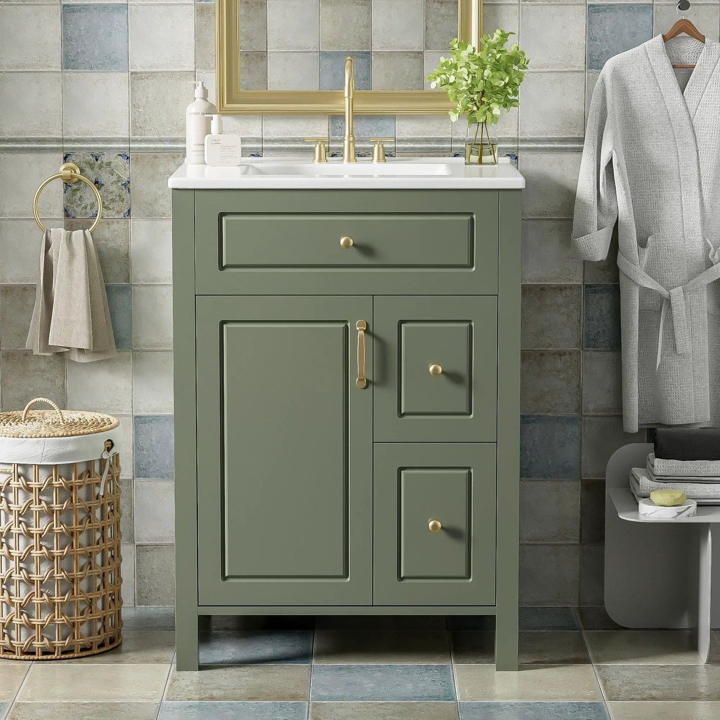 Elegant Bathroom Vanity Ceramic Sink and Drawers
