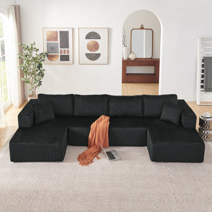 U Shaped Modular Corduroy and Comfortable Sofa