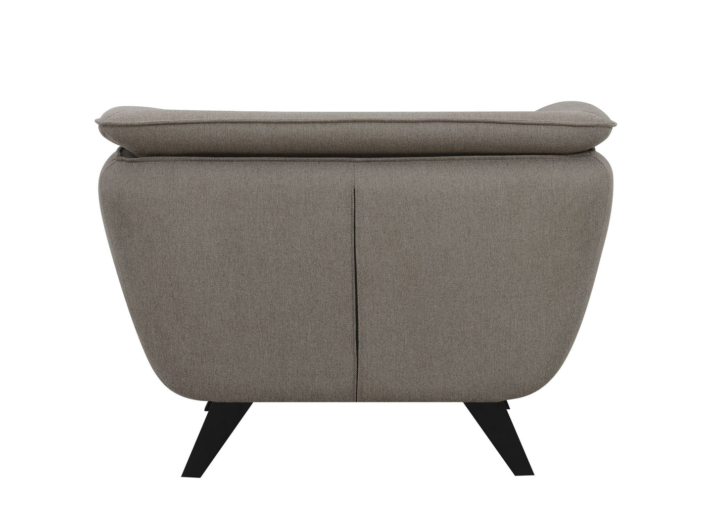 Nayeli Boucle Arm Chair by HouseOfZazla in taupe boucle fabric with black angled legs on Tampa Home & Garden Store