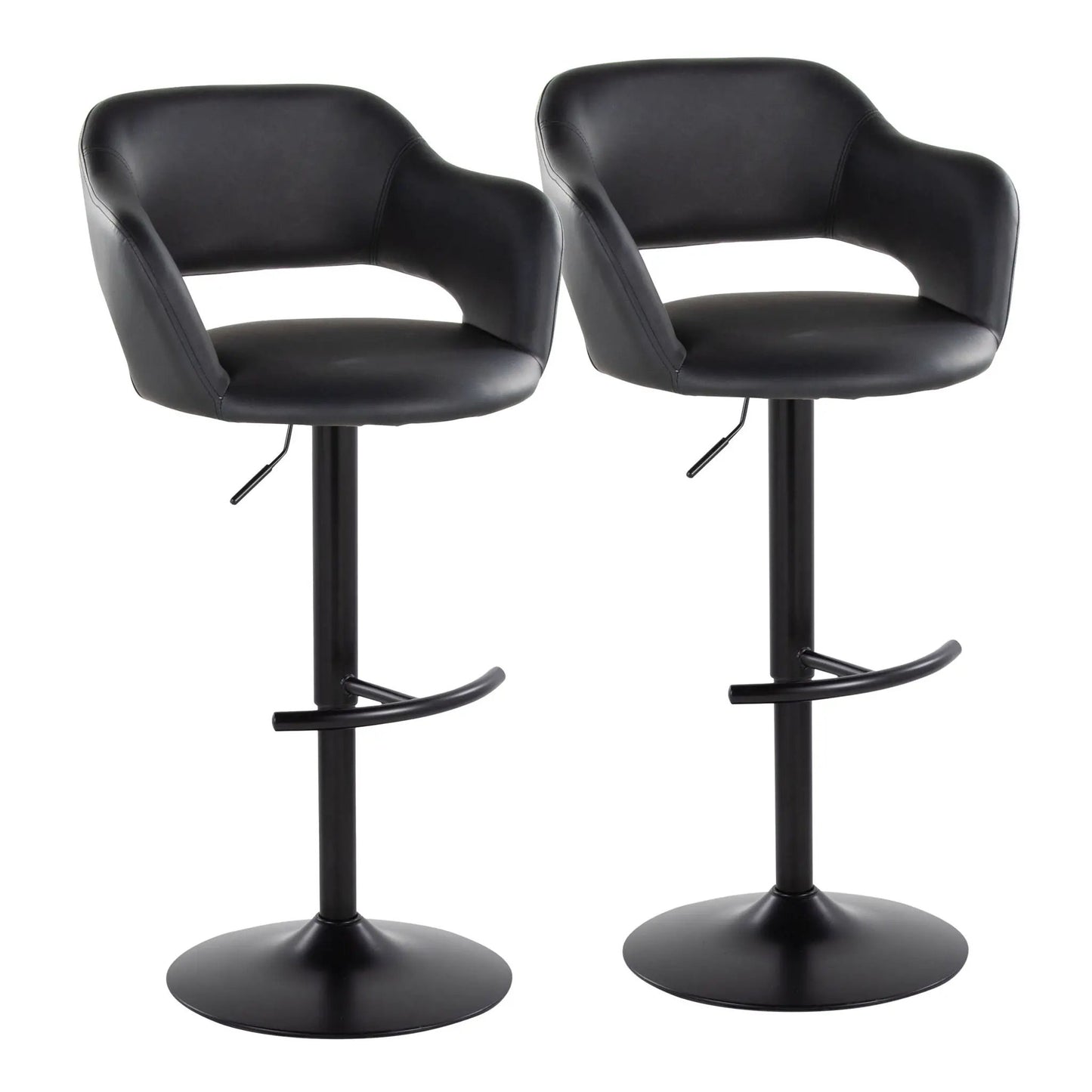 Margarite adjustable barstool set of 2 in black with swivel and rounded T footrest on Tampa Home & Garden Store