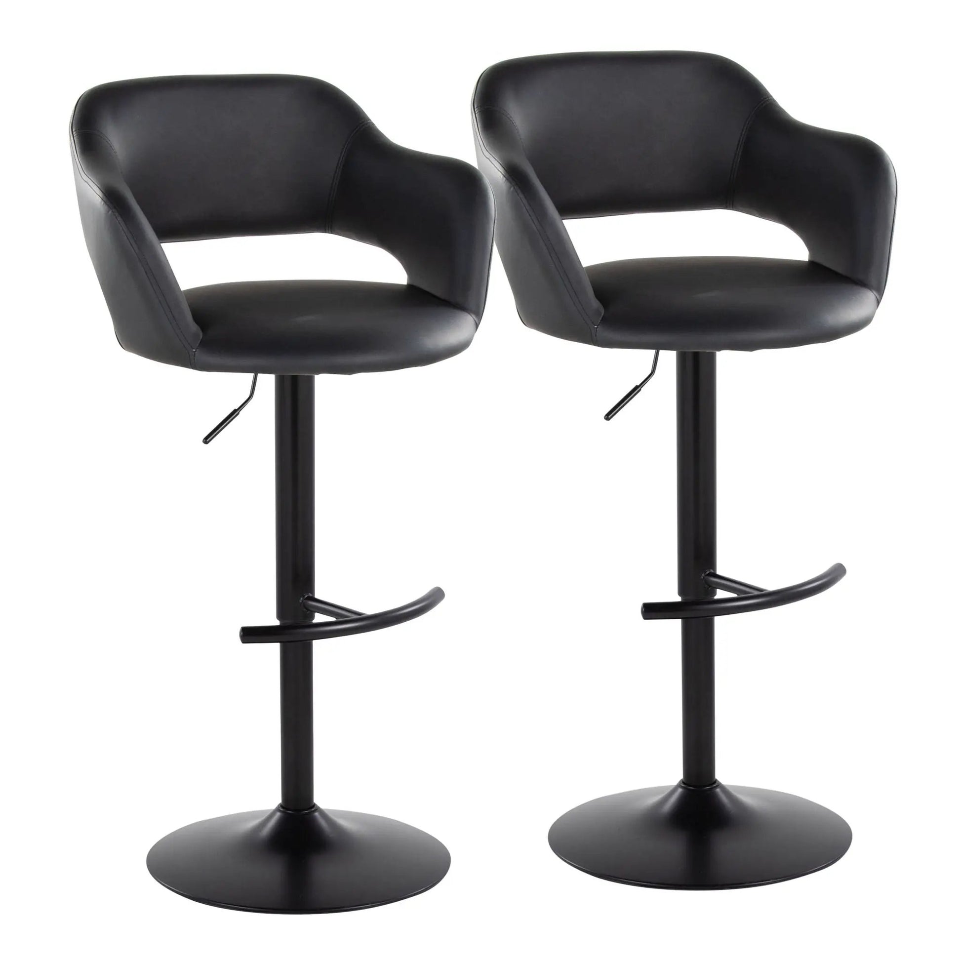 Margarite adjustable barstool set of 2 in black with swivel and rounded T footrest on Tampa Home & Garden Store