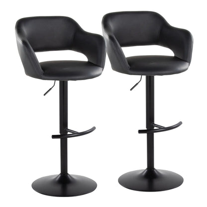 Margarite adjustable barstool set of 2 in black with swivel and rounded T footrest on Tampa Home & Garden Store