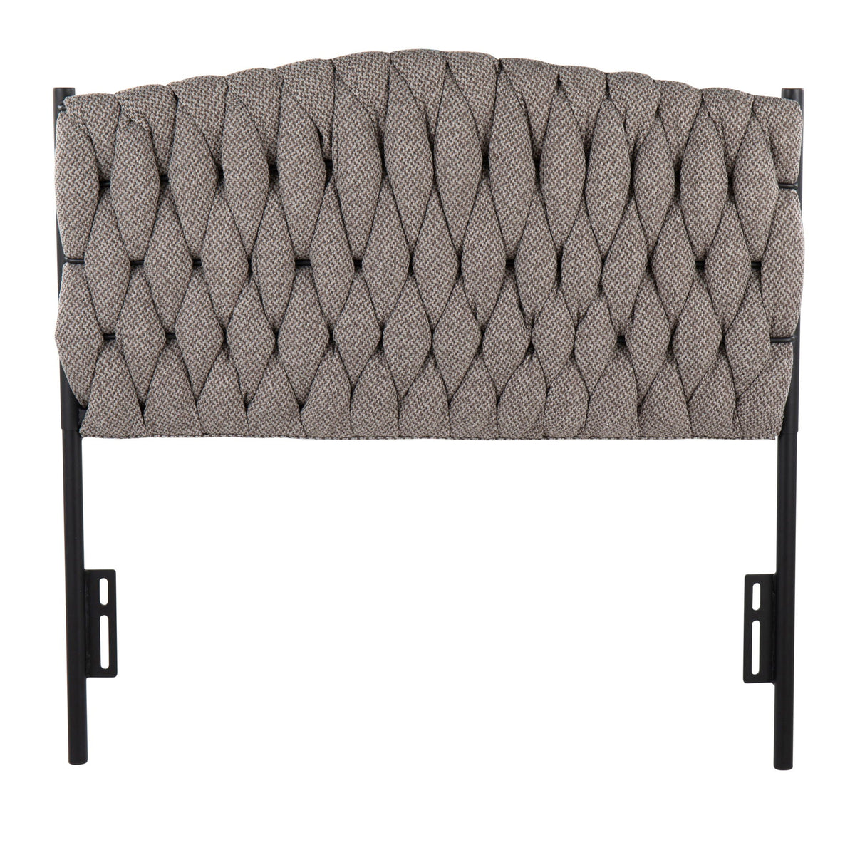 Braided Matisse Twin Upholstered Headboard in taupe fabric with black metal frame on Tampa Home & Garden Store