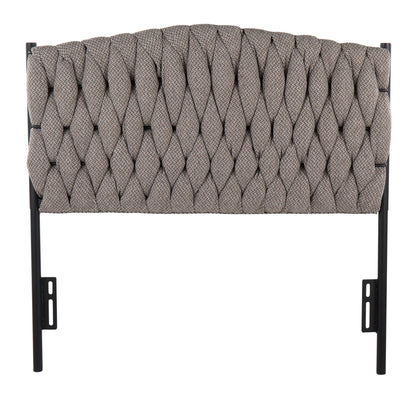 Braided Matisse Twin Upholstered Headboard in taupe fabric with black metal frame on Tampa Home & Garden Store