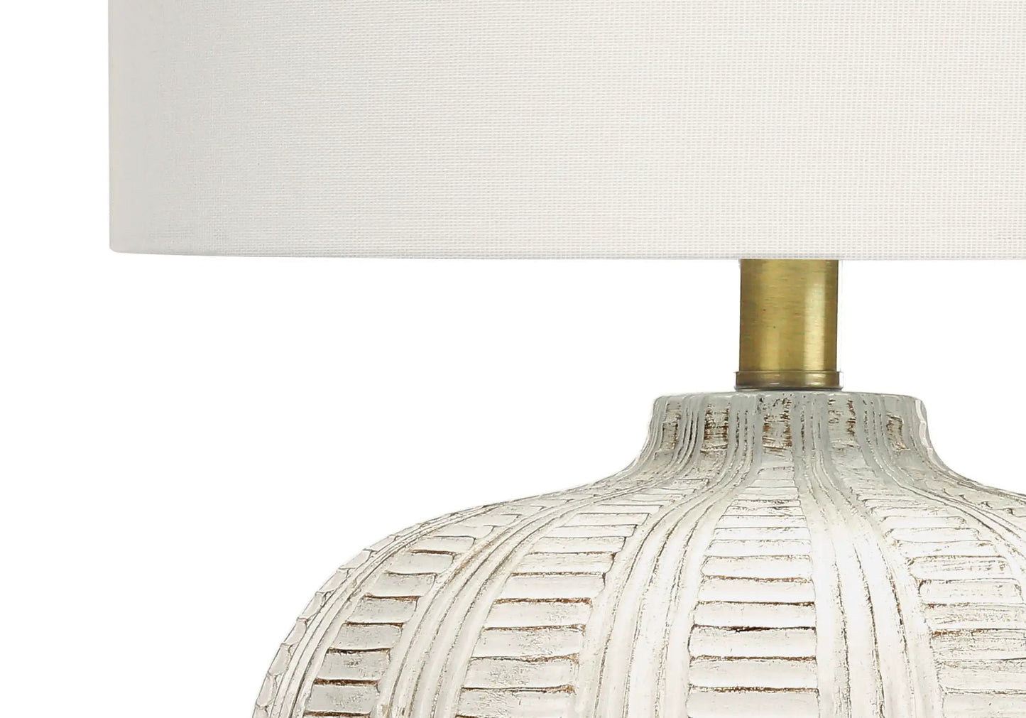 Table lamp Unique Piece Furniture cream resin shade with carved base and brass stem on Tampa Home & Garden Store