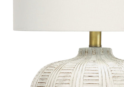 Table lamp Unique Piece Furniture cream resin shade with carved base and brass stem on Tampa Home & Garden Store