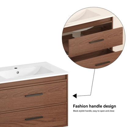 Wall Mounted Vanity With Soft Close Drawers Sink
