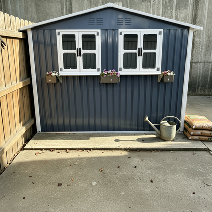 6x9 Outdoor Metal Storage Shed with Window Rack