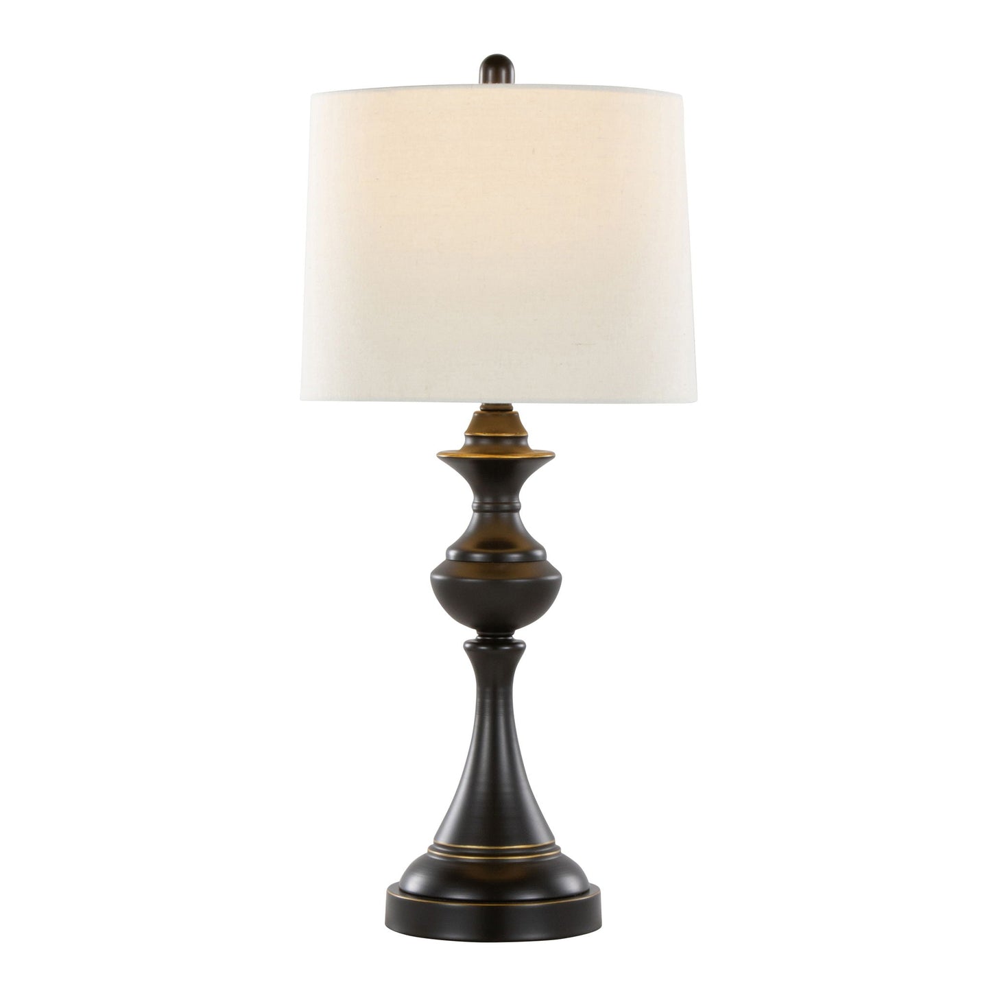 Montgomery contemporary table lamp with dark bronze base and beige fabric shade on Tampa Home & Garden Store