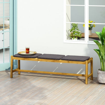 Cambria Rustic 3 Seater Bench Teak outdoor bench with dark woven seat on Tampa Home & Garden Store