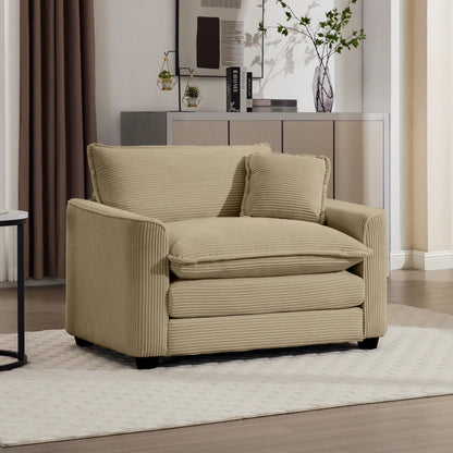 Modern Classic FabricArm Chair with deep ribbed seat and pillow in beige on Tampa Home & Garden Store