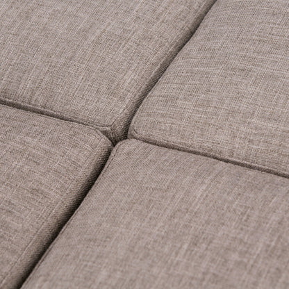 Avalon Square Ottoman Coffee Table With Trays fabric close-up in taupe woven upholstery on Tampa Home & Garden Store