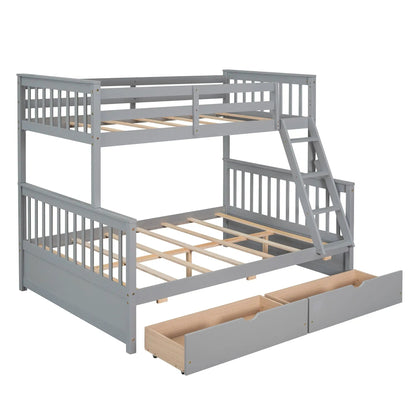 Bunk bed with ladders and 2 storage drawers in gray finish by Unique Piece Furniture on Tampa Home & Garden Store