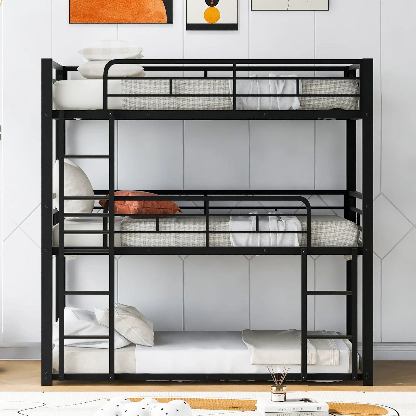 Triple Bunk Bed with Sturdy Construction