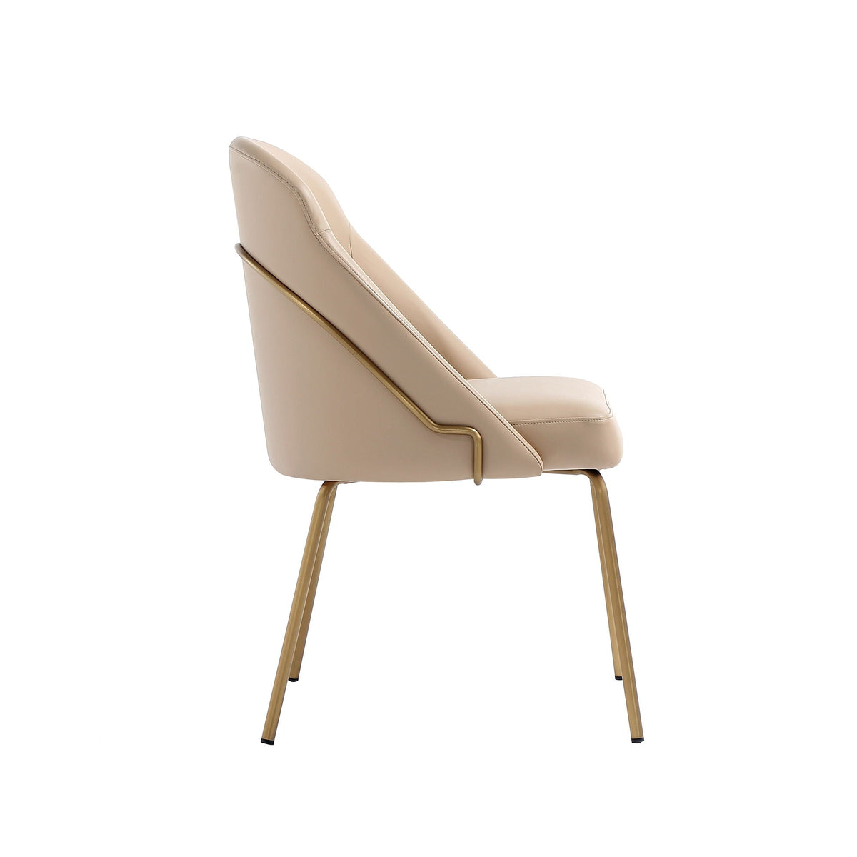 Upholstered dining chair with high-density foam in beige and gold-metal legs on Tampa Home & Garden Store