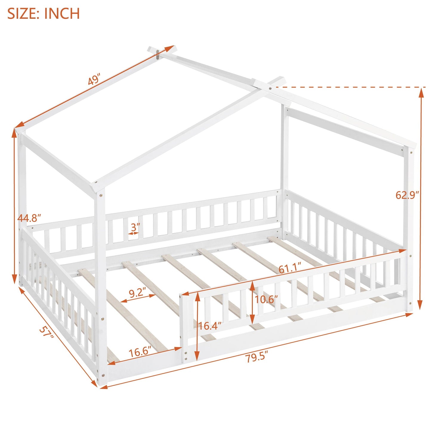 Bed House Bed Frame With Fence white wooden canopy bed frame Unique Piece Furniture on Tampa Home & Garden Store
