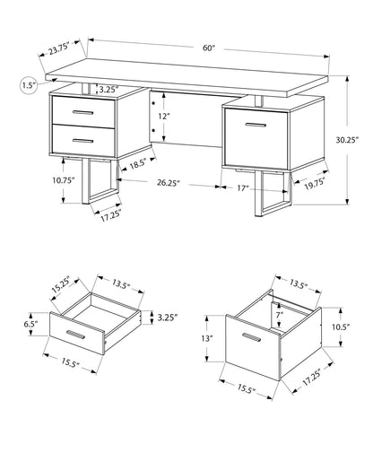 Computer desk for home office with storage drawers, HouseOfZazla, 60in long with pedestals on Tampa Home & Garden Store