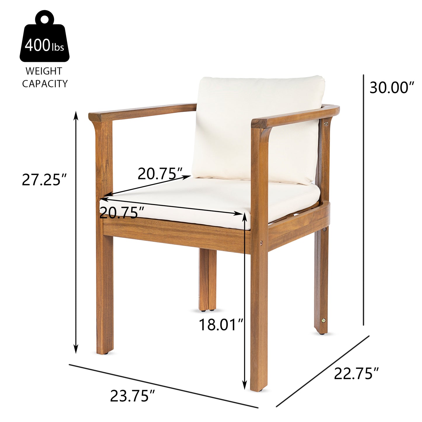 Set of 2 Curved Acacia Wood Outdoor Chairs