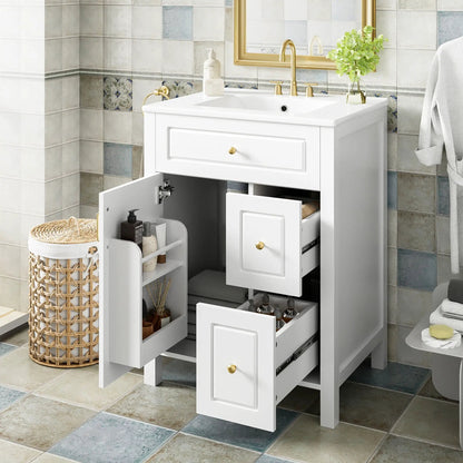 Elegant Bathroom Vanity Ceramic Sink and Drawers