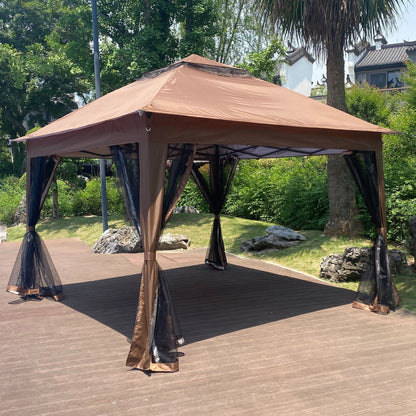 Outdoor Steel Gazebo With Mesh Nets and Canopy