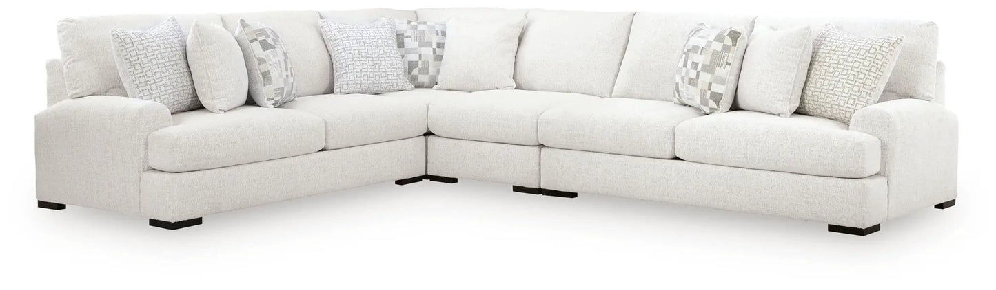 Misty-Lakes Sectional by Unique Piece Furniture in beige linen with coordinating cushions on Tampa Home & Garden Store