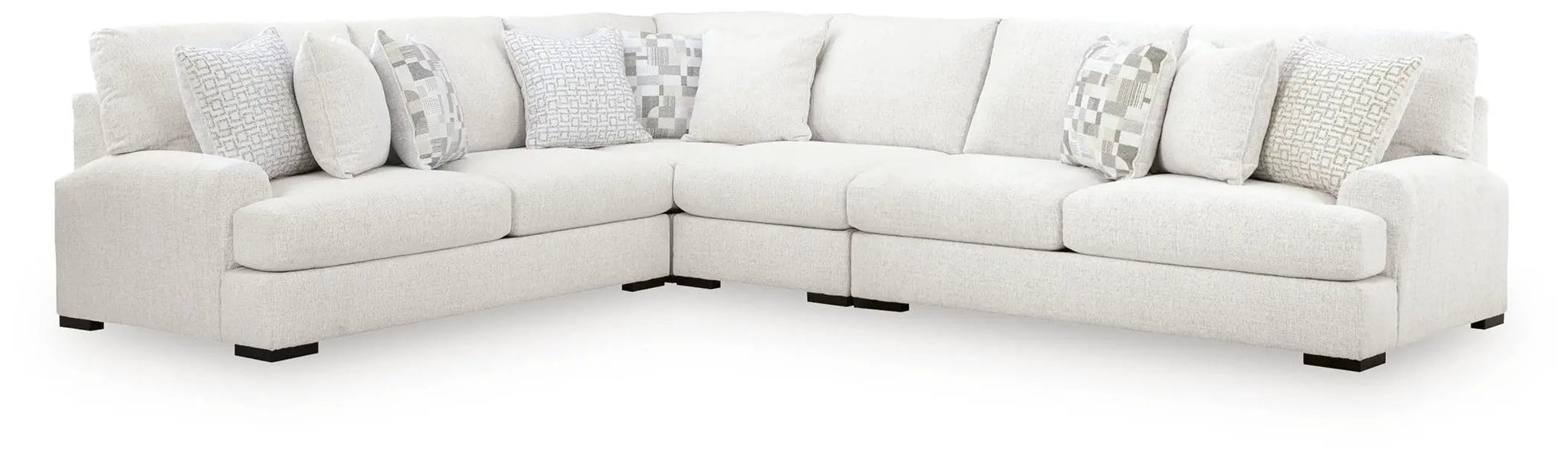 Misty-Lakes Sectional by Unique Piece Furniture in beige linen with coordinating cushions on Tampa Home & Garden Store