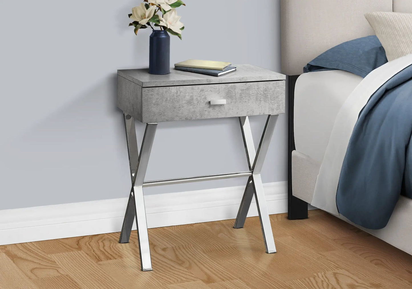 Accent Side X Table Storage Drawer Modern