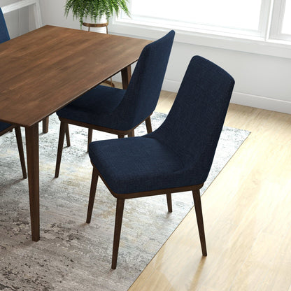 Mid-Century dining chair set of 2 in navy blue fabric on solid wood frame by HouseOfZazla on Tampa Home & Garden Store