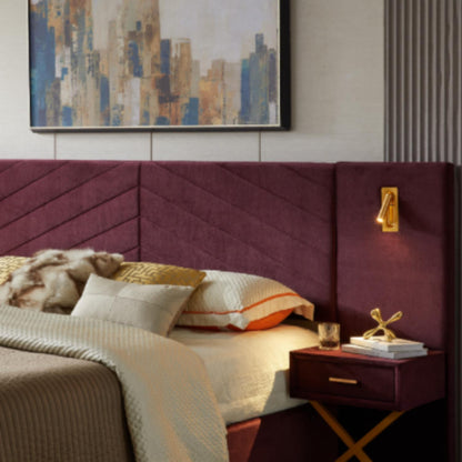 A Tufted Wingback Upholstered Bed With Sponge Pad