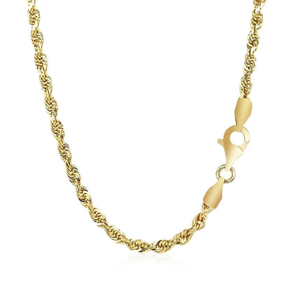 2.75mm 14k yellow gold solid diamond-cut rope chain necklace with lobster clasp on Tampa Home & Garden Store