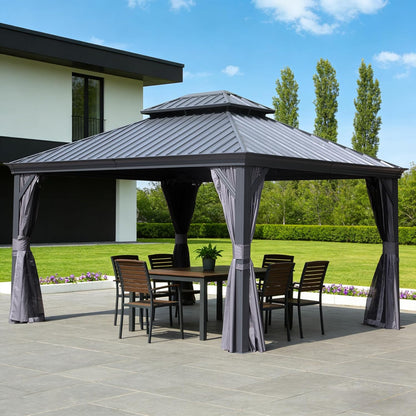 13x15FT Hardtop Gazebo with Double Steel Roof