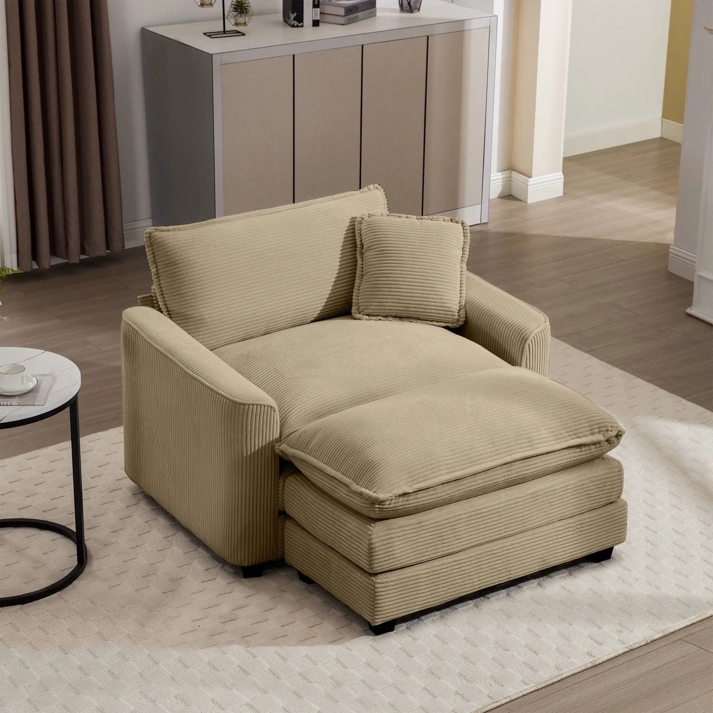 Classic Modern Comfortable Chair With Footstool