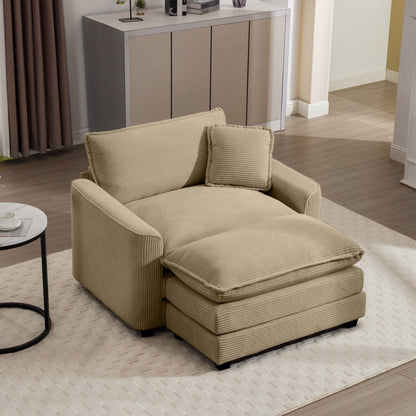 Classic Modern Deep Seat Chair and Footstool Set