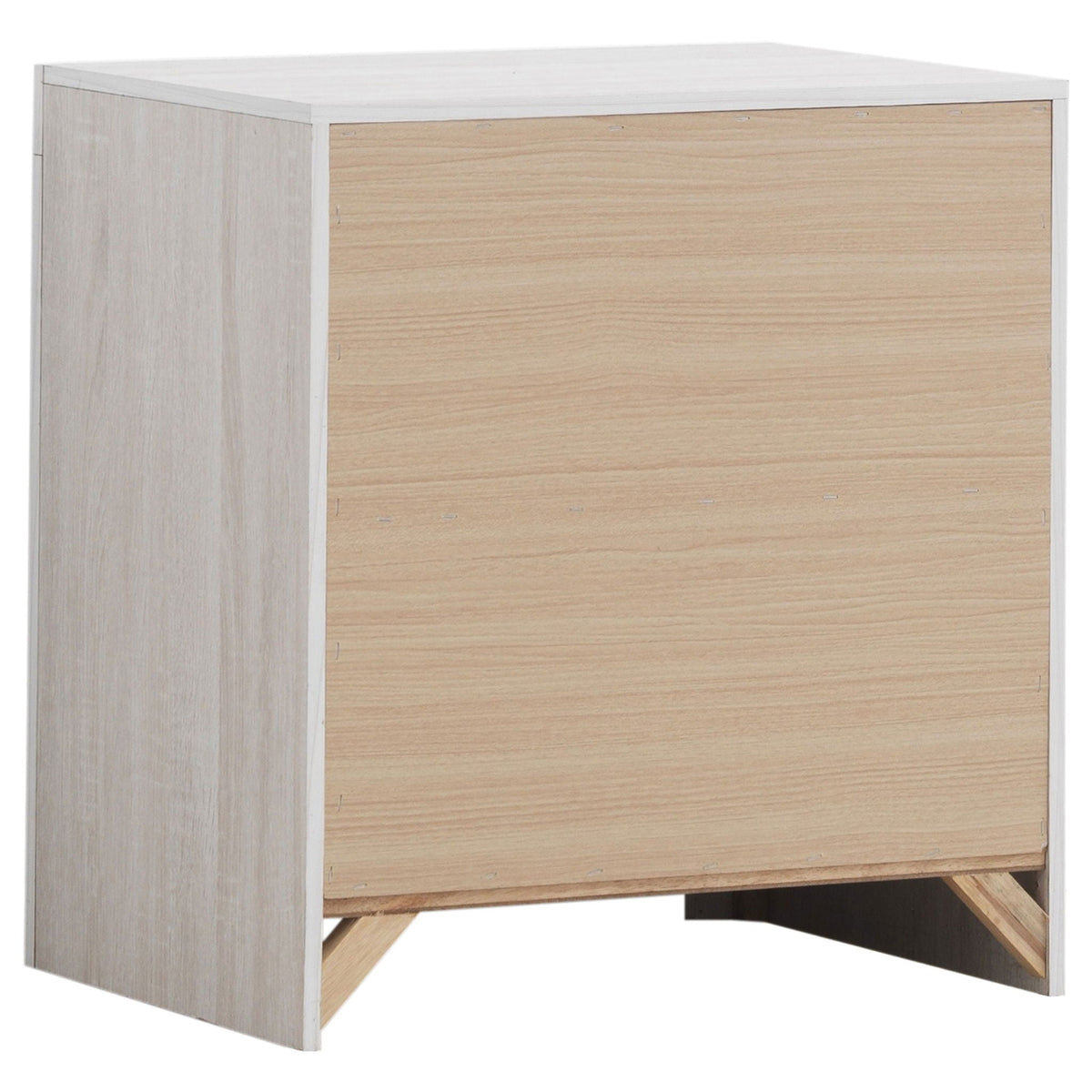 Geary slatted headboard panel bedroom set by HouseOfZazla, white frame with wood panels on Tampa Home & Garden Store