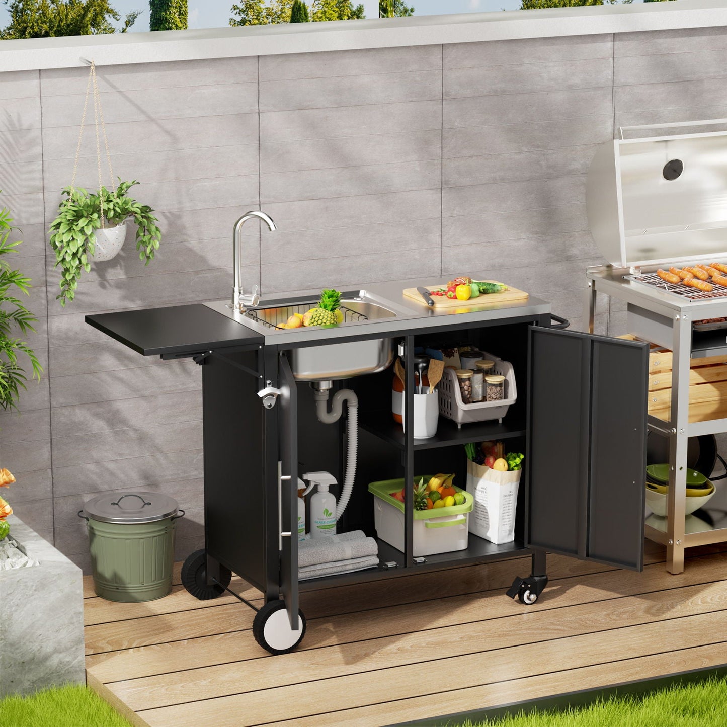 Outdoor Stainless Steel Grill Table and Sink