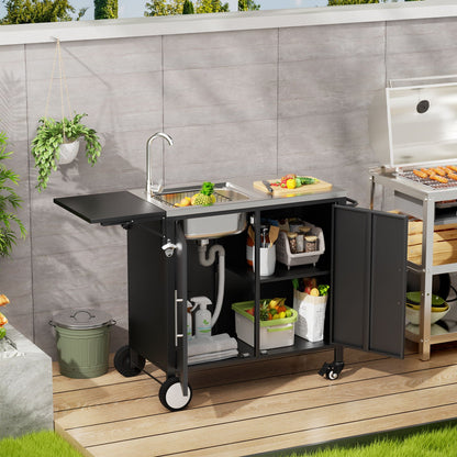 Outdoor Stainless Steel Grill Table and Sink