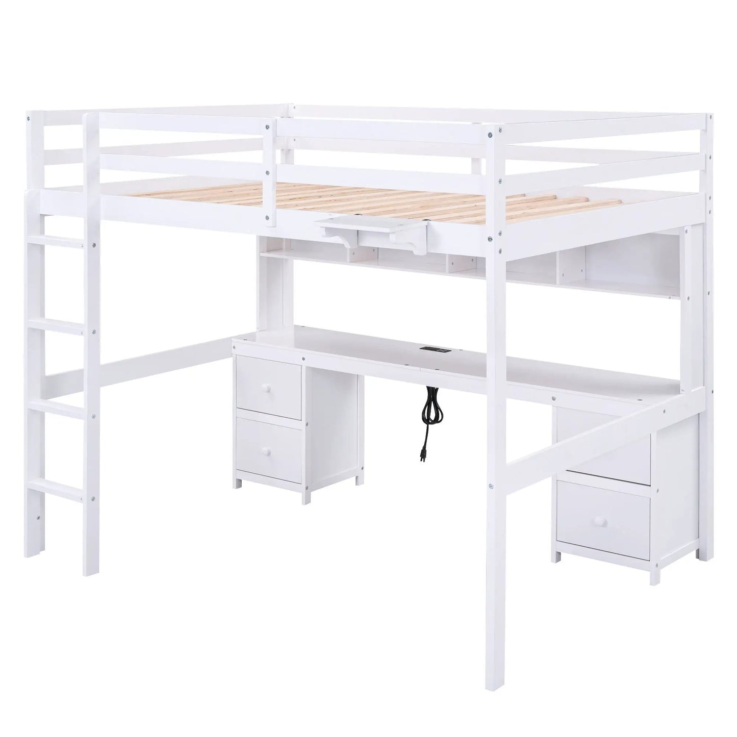 Loft Bed With Desk and Storage Charging Station