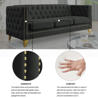 Modern Button Tufted Sofa With Nailhead Trim
