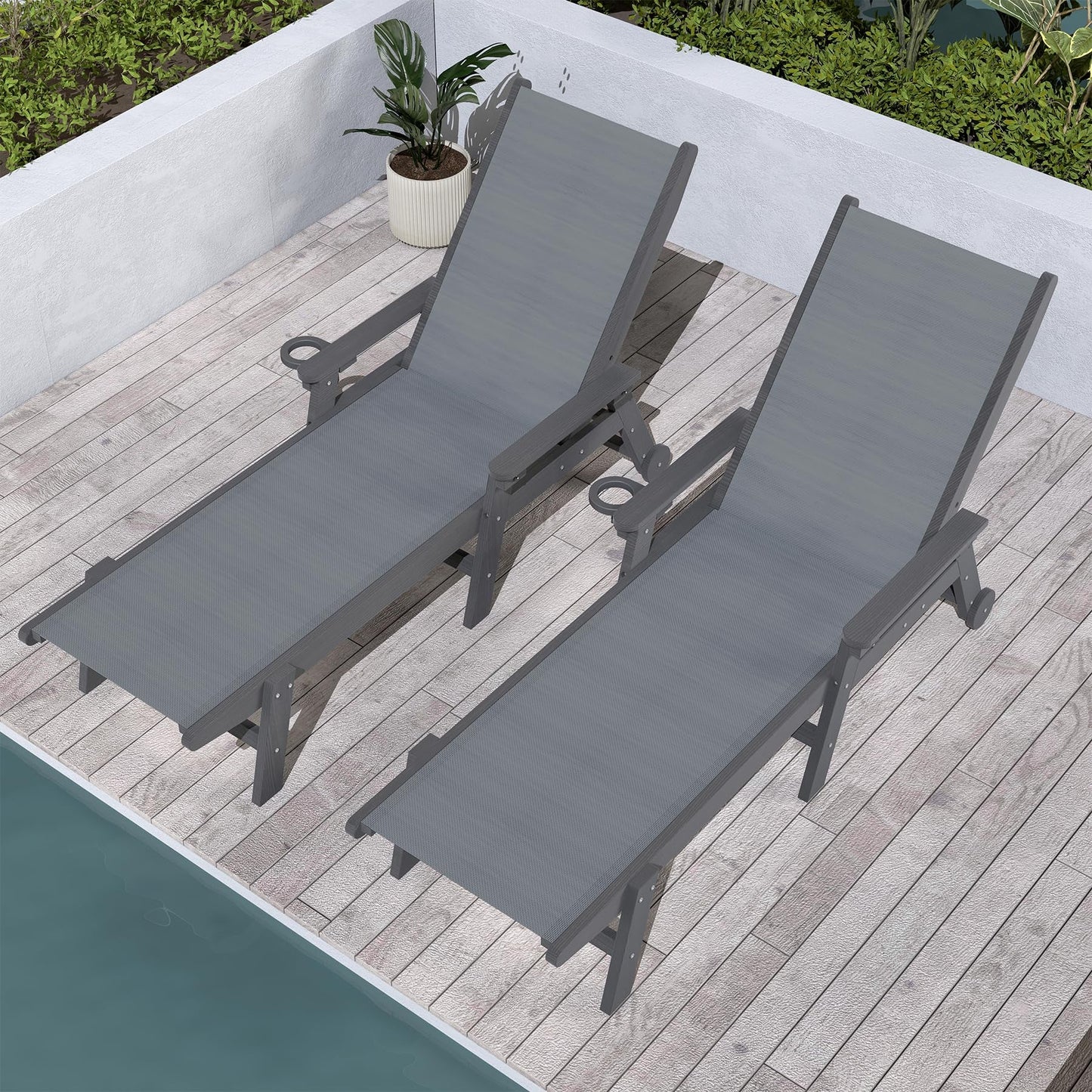 Durable Outdoor Pool Lounge Chair Set Of Two