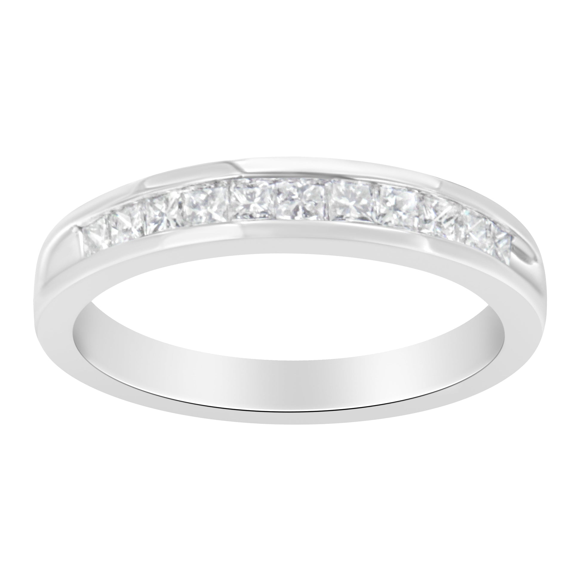 IGI-certified 1/2 ctw princess diamond channel wedding band, 18K white gold, size 4.5 on Tampa Home & Garden Store