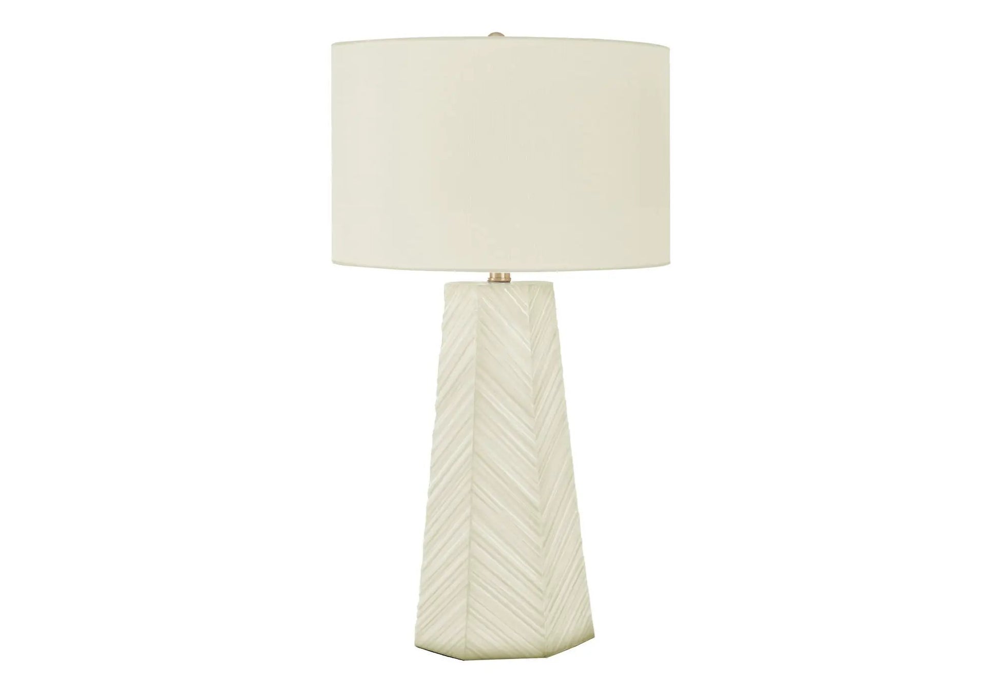 Table lamp contemporary white ceramic with chevron-textured base by Unique Piece Furniture on Tampa Home & Garden Store