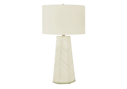 Table lamp contemporary white ceramic with chevron-textured base by Unique Piece Furniture on Tampa Home & Garden Store