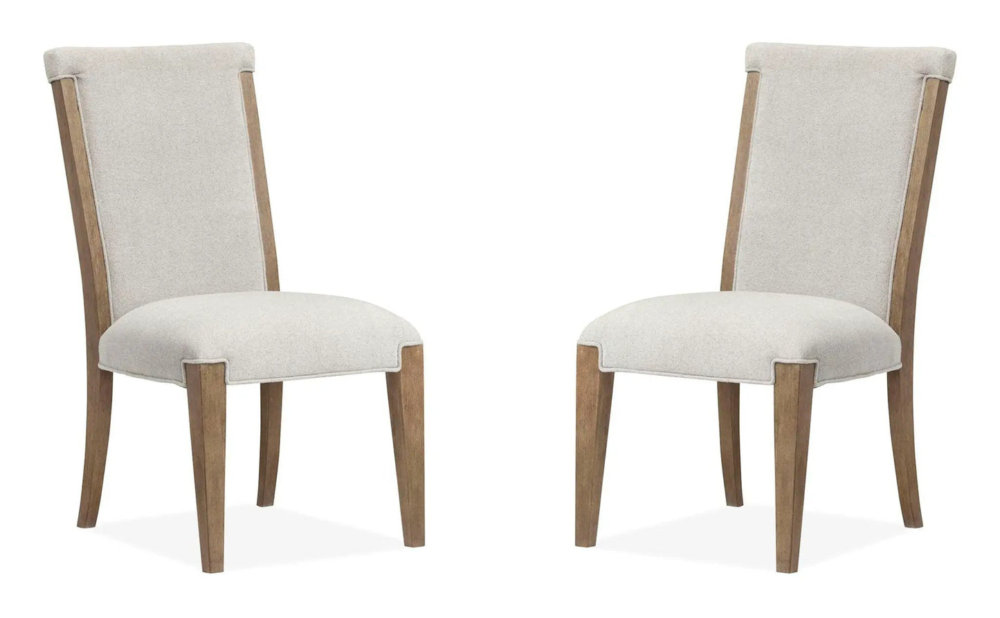 Plum Creek upholstered side chair set of 2 in beige fabric with natural wood legs on Tampa Home & Garden Store